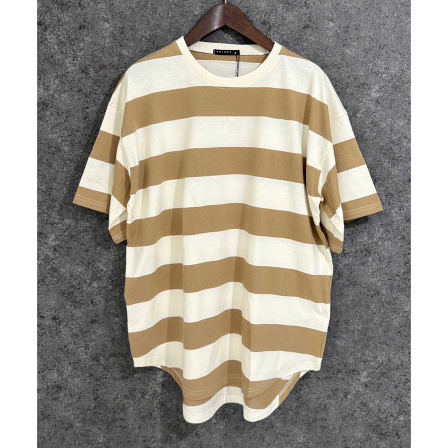 SHISKY オーバーサイズワイドボーダーTシャツ メンズ[品番