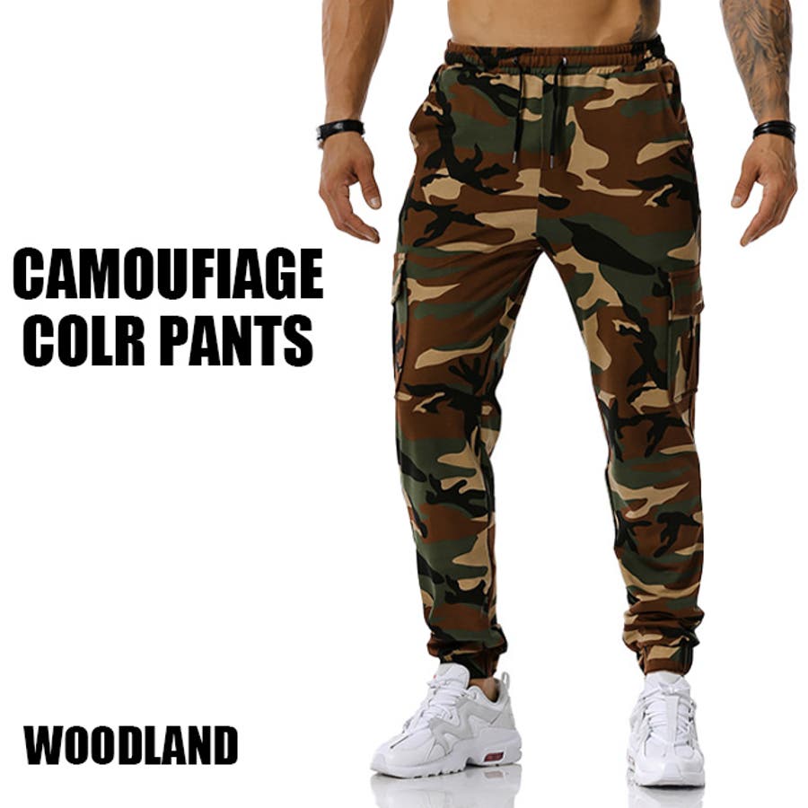 Tシャツ×スウェットジョガーパンツ　セットアップジムウェアXL迷彩×グレー未使用 セットアップ メンズ スウェット ジャージ ジョガーパンツ 純色