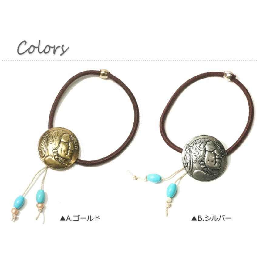 インディアンの横顔がワイルドなインパクト大のヘアゴム アクセサリー