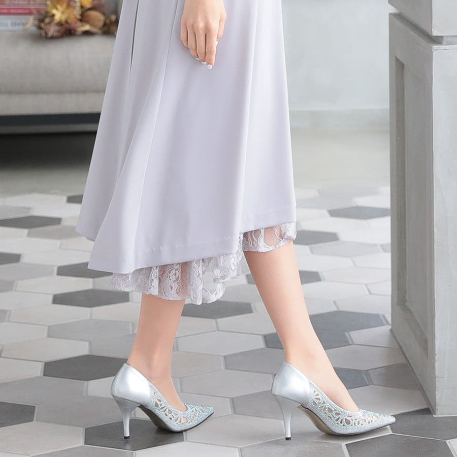 花柄パンチングカットパンプス 8cmヒール ポインテッドトゥ[品番：BNRW0000001]｜AUNI（アウニイ）｜レディースファッション通販 ...