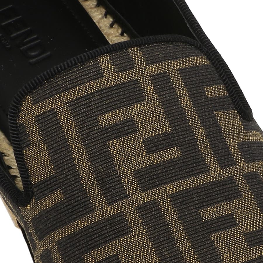 素材アッパー【新品未使用】 FENDI フェンディ Embroidered fabric espadrilles エスパドリーユ シューズ 靴 7P1359AAWB 【9.5：約28.5cm/TABACCO】