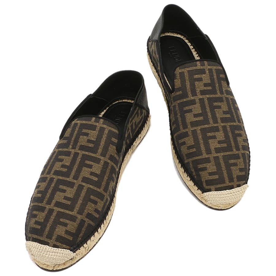 【新品未使用】 FENDI フェンディ Embroidered fabric espadrilles エスパドリーユ シューズ 靴 7P1359AAWB 【9.5：約28.5cm/TABACCO】