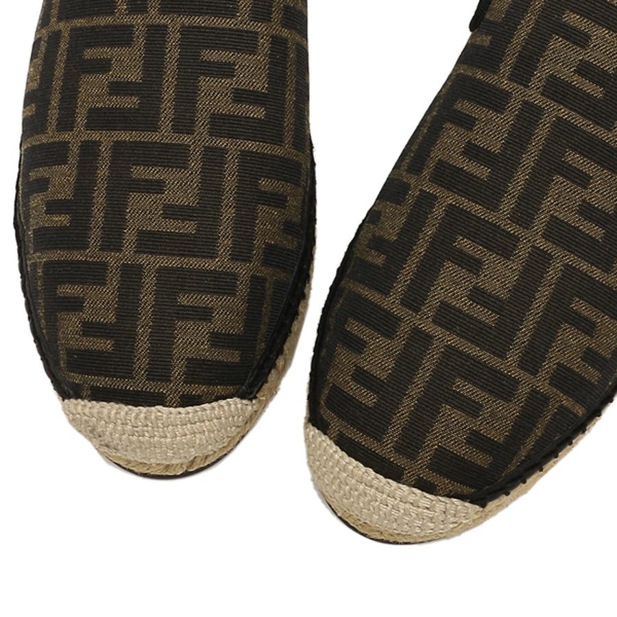 【新品未使用】 FENDI フェンディ Embroidered fabric espadrilles エスパドリーユ シューズ 靴 7P1359AAWB 【7.5：約26.5cm/TABACCO】