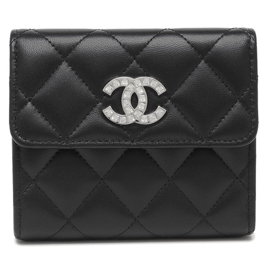 シャネル 三つ折り財布 レディース CHANEL Wallet ミニ財布 コンパクト ブラック AP0230 B10583 C3906