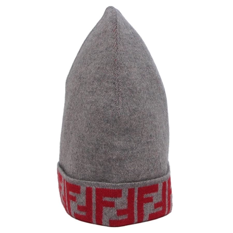 FENDI ニット帽 ビーニー ロゴ入り FENDI フェンディ ニット帽 ビーニー 帽子 リブ FFロゴ ズッカ柄