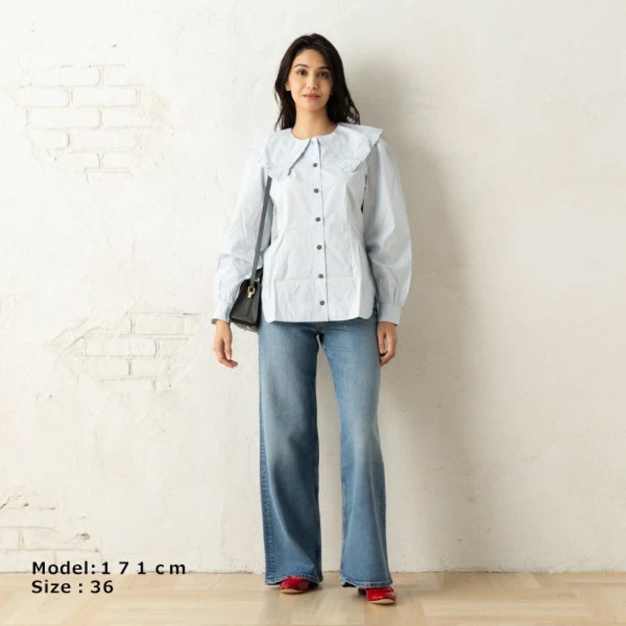 ガニー シャツ ブラウス ブルー レディース GANNI F8638 694