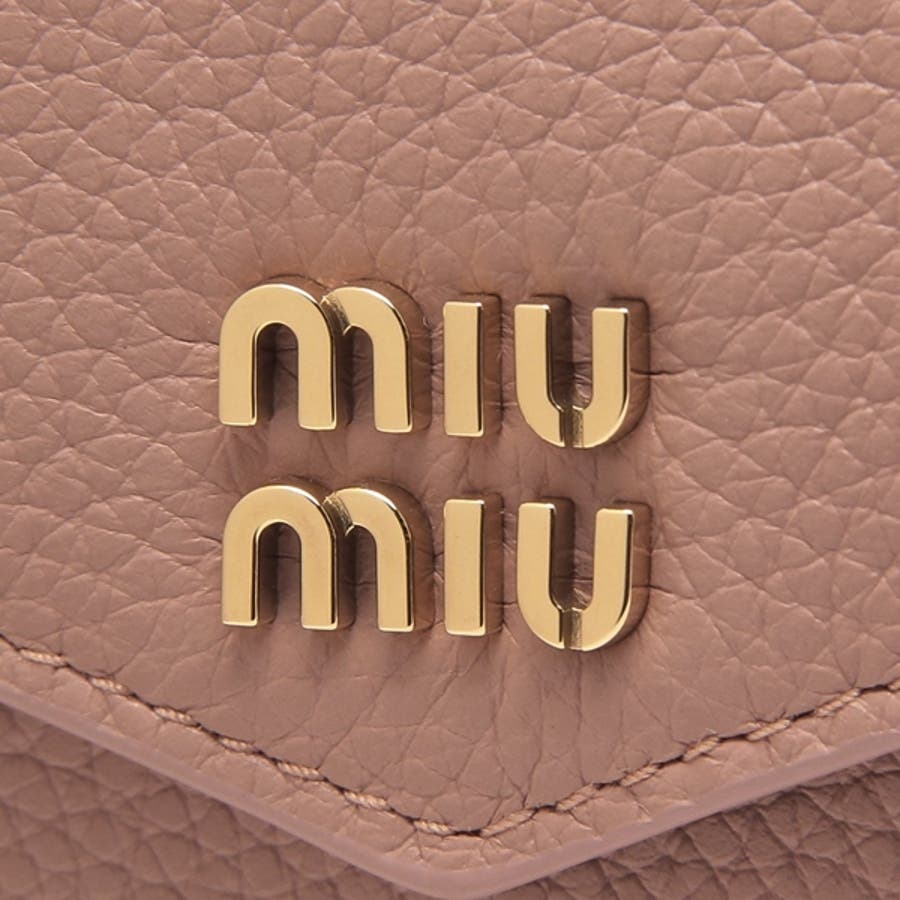 ミュウミュウ マテラッセ メタルロゴ 三つ折り財布 ラム ブラウン 5MH033 ミュウミュウ マテラッセ メタルロゴ 三つ折り財布 ラム