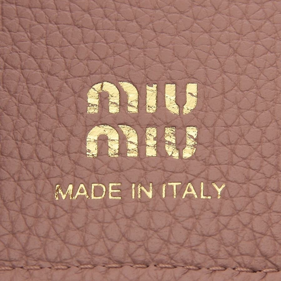 ミュウミュウ マテラッセ メタルロゴ 三つ折り財布 ラム ブラウン