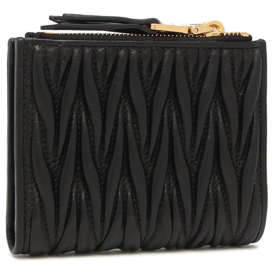 miumiu 二つ折り財布 マテラッセレザー ブラック ミュウミュウ 二つ折り財布 マテラッセ レディース MIU MIU 5ML225