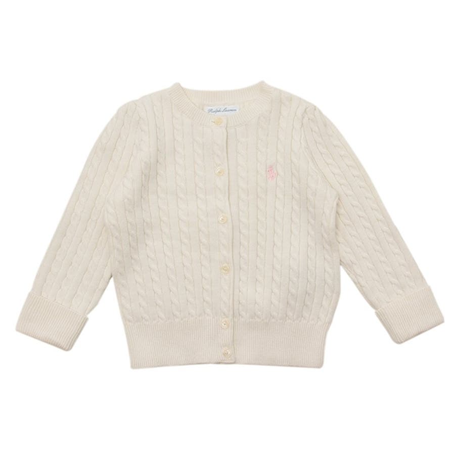 ラルフローレン　ケーブル編み　カーディガン　ホワイト　XS ケーブルニット コットン カーディガン （カーディガン・ボレロ