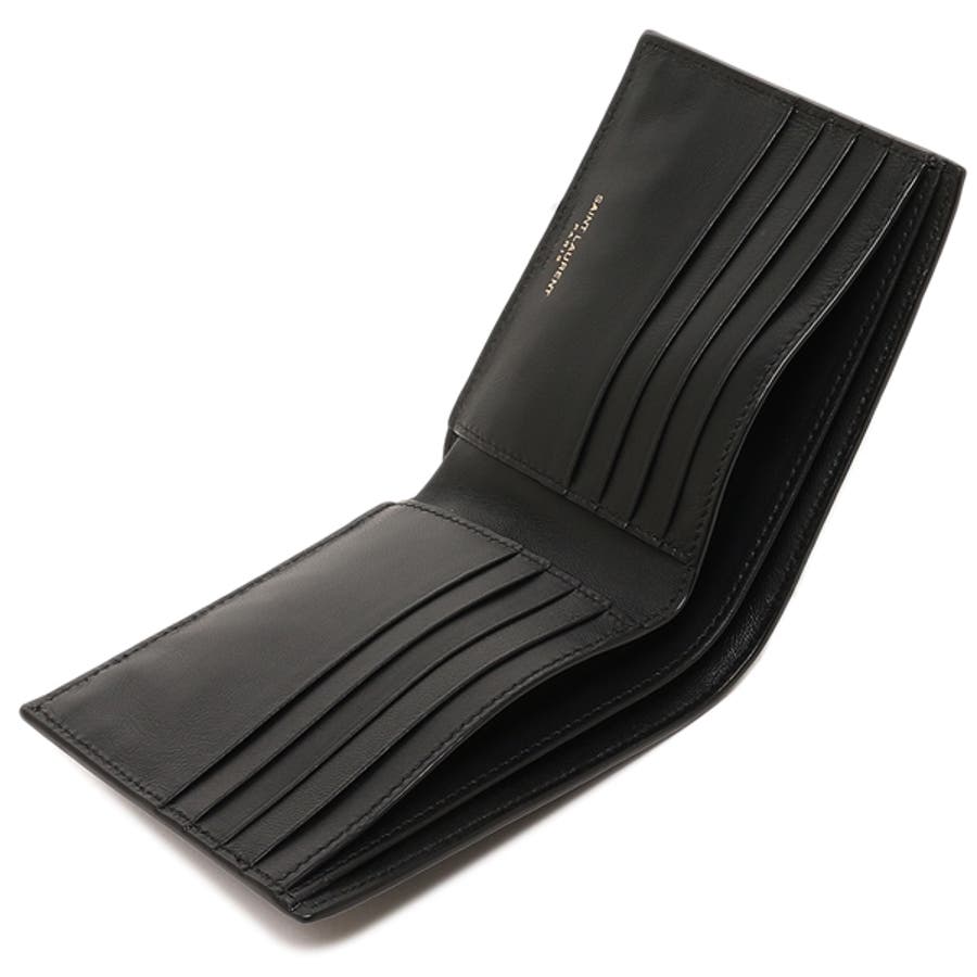 サンローラン 折り財布 二つ折り カサンドラ YSL金具 ブラック サンローランパリ 二つ折り財布 タイニーカサンドラ[品番：AXEB0030649