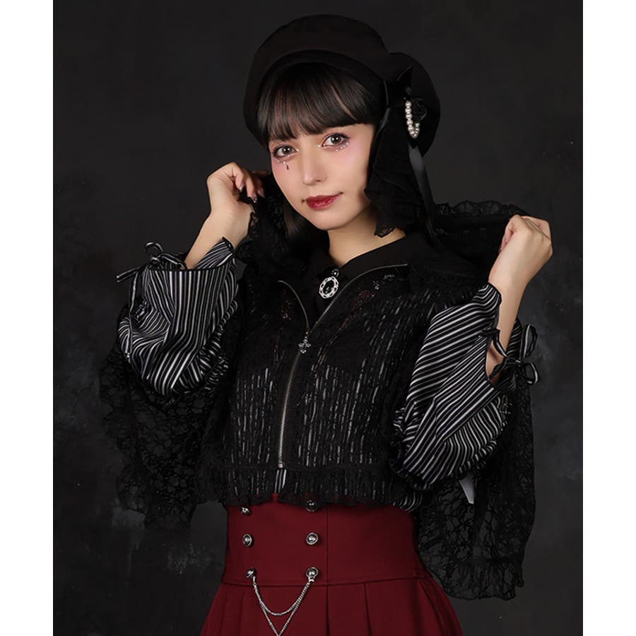 axes femme レースフーディーケープ