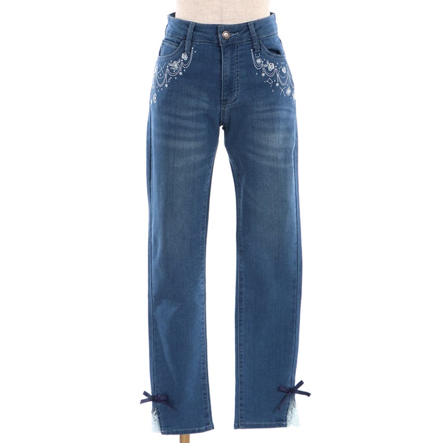 星×バラ刺繍デニムパンツ[品番：IGAW0002106]｜axes femme（アクシーズ 