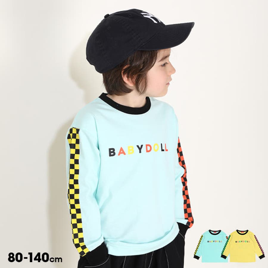 チェッカー袖ロンT 0278K[品番：BYDK0007222]｜BABYDOLL（ベビードール ）のキッズファッション通販｜SHOPLIST（ショップリスト）