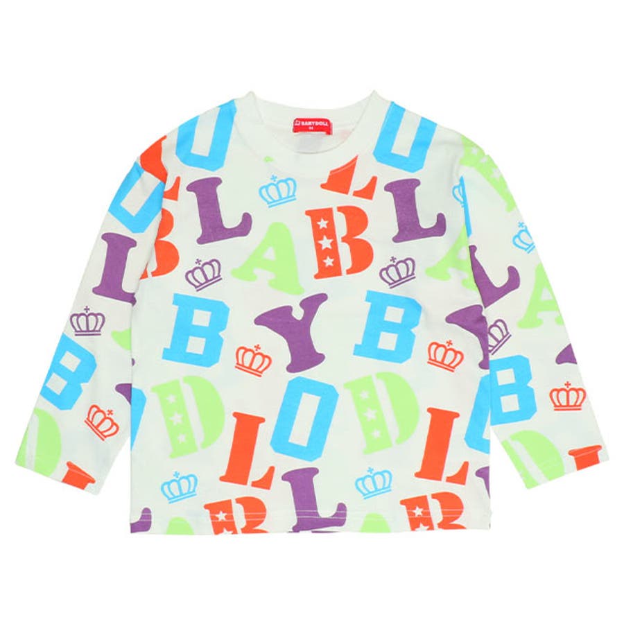 カラフルロゴ総柄ロンT 0279K[品番：BYDK0007223]｜BABYDOLL（ベビー