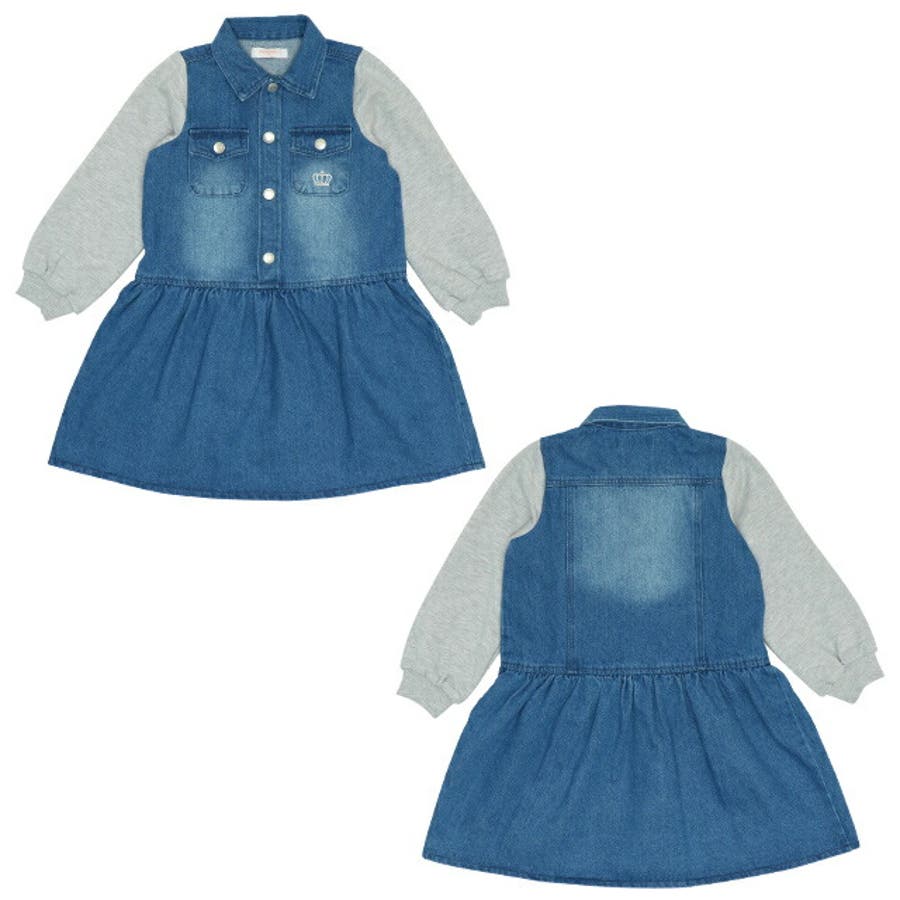袖切替デニムワンピース 7639K[品番：BYDK0005542]｜BABYDOLL（ベビー
