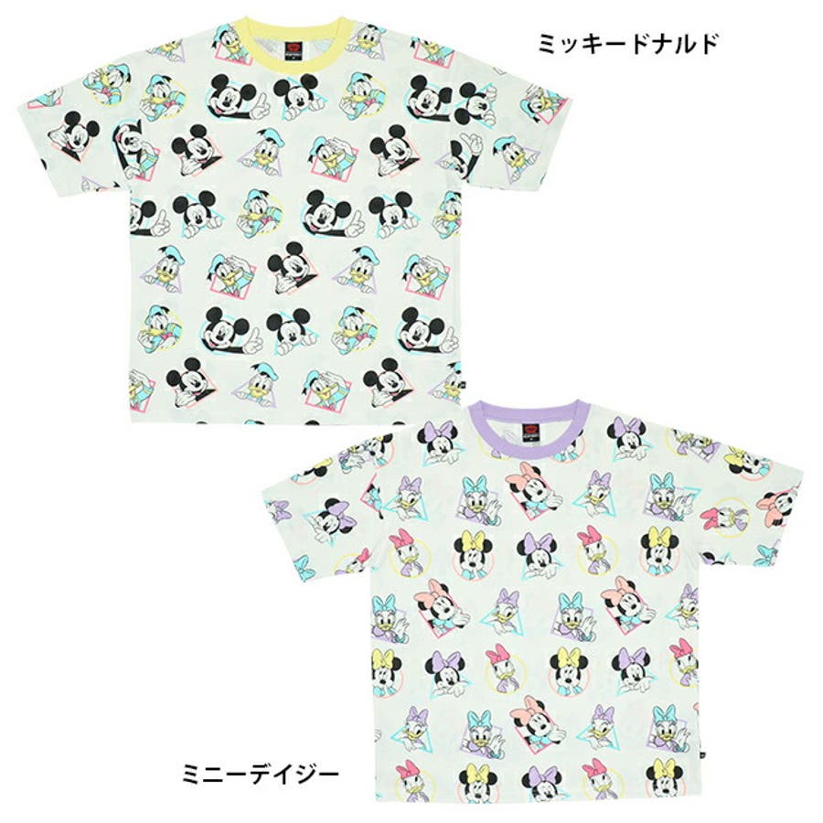 親子お揃い ディズニー パステル総柄キャラクターTシャツ 8146A 