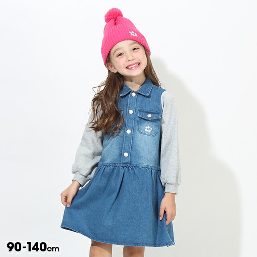 袖切替デニムワンピース 7639K[品番：BYDK0005542]｜BABYDOLL