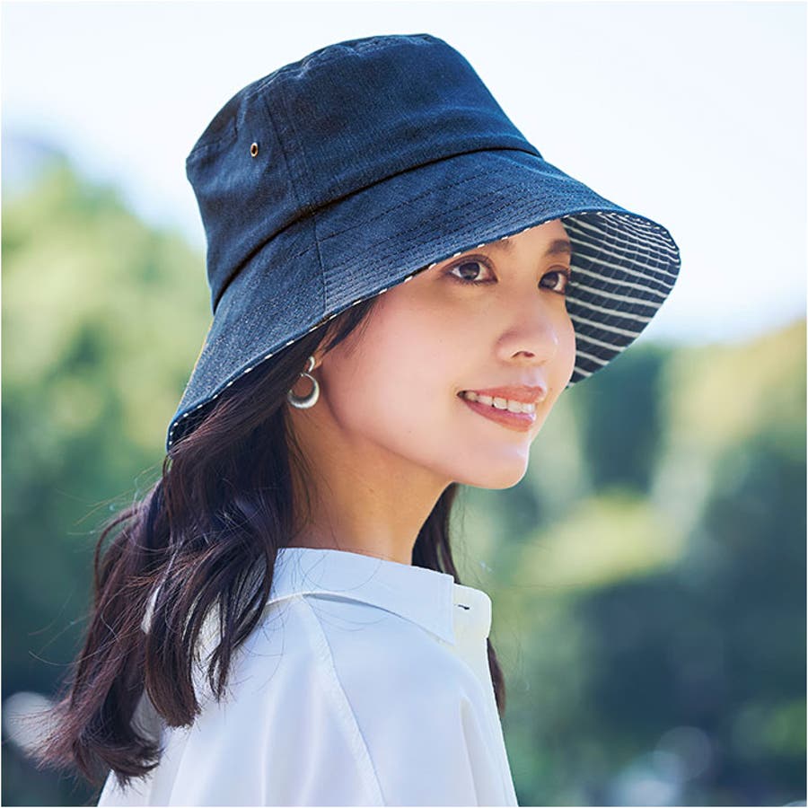 ヘアターバン 帽子　やどかりシルエットフリル帽子　ショートタイプ デニムカラー ヘアターバン 帽子 やどかりシルエットフリル帽子