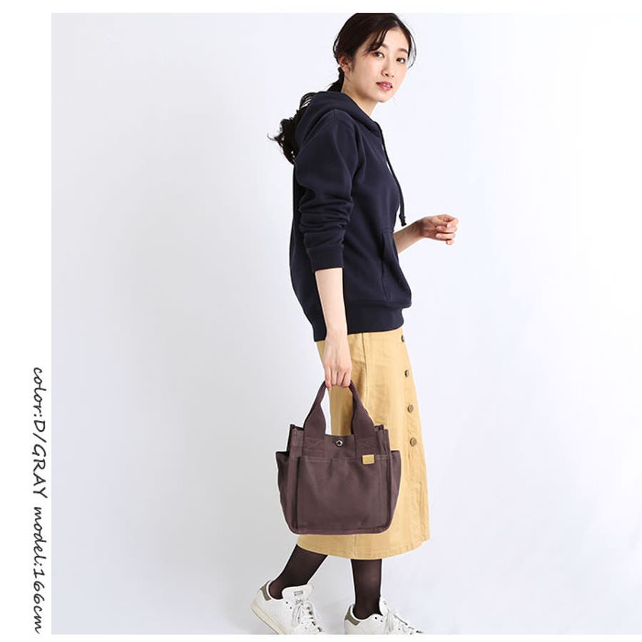 DOT&STRIPE キャンバス 両サイドポケット付きトート[品番