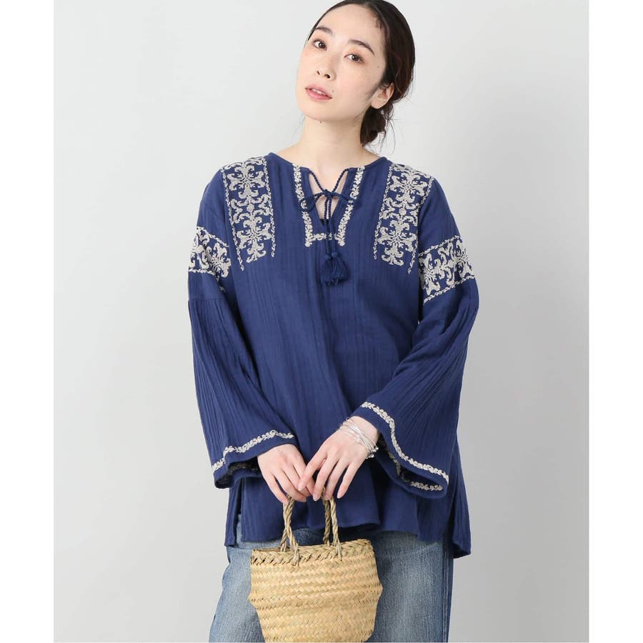 B.C STOCK]ダブルガーゼ刺繍ブラウス[品番：BYCW0004663]｜B.C