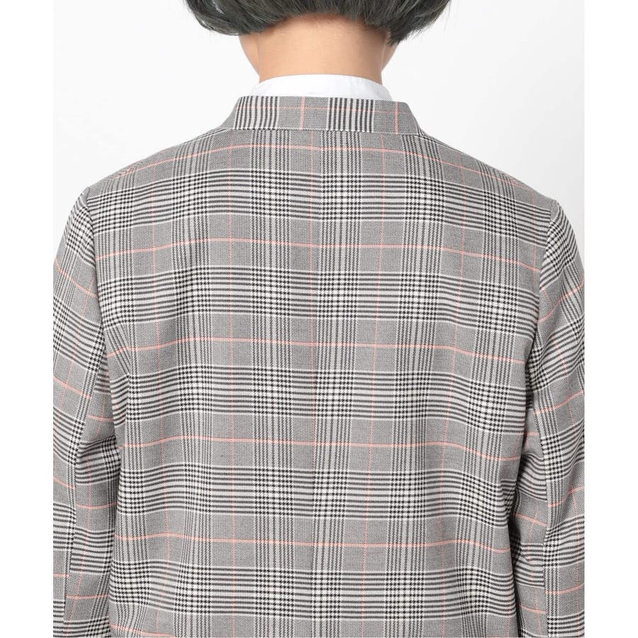B.C STOCK＞ チェックノーカラージャケット◇[品番：BYCW0013813