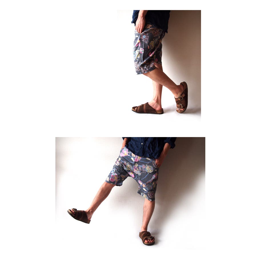 julius 14ss シルク グラフィックサルエルハーフパンツ ハーフパンツ ショートパンツ サルエル バルーン 総柄 宝石柄 カラフル