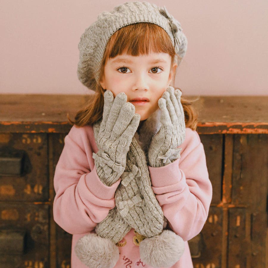 リボン付きニットマフラー[品番：BEBK0007749]｜BeBe（ベベ）のキッズ