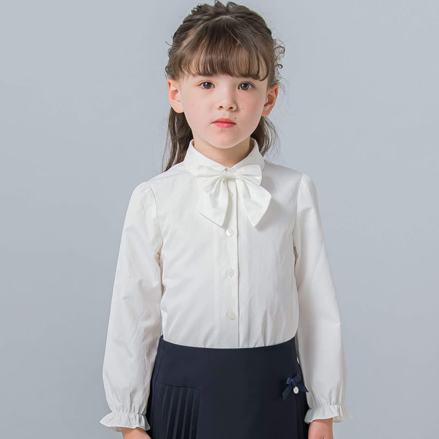 ツイルリボン付きブラウス(100~140cm)[品番：BEBK0009330