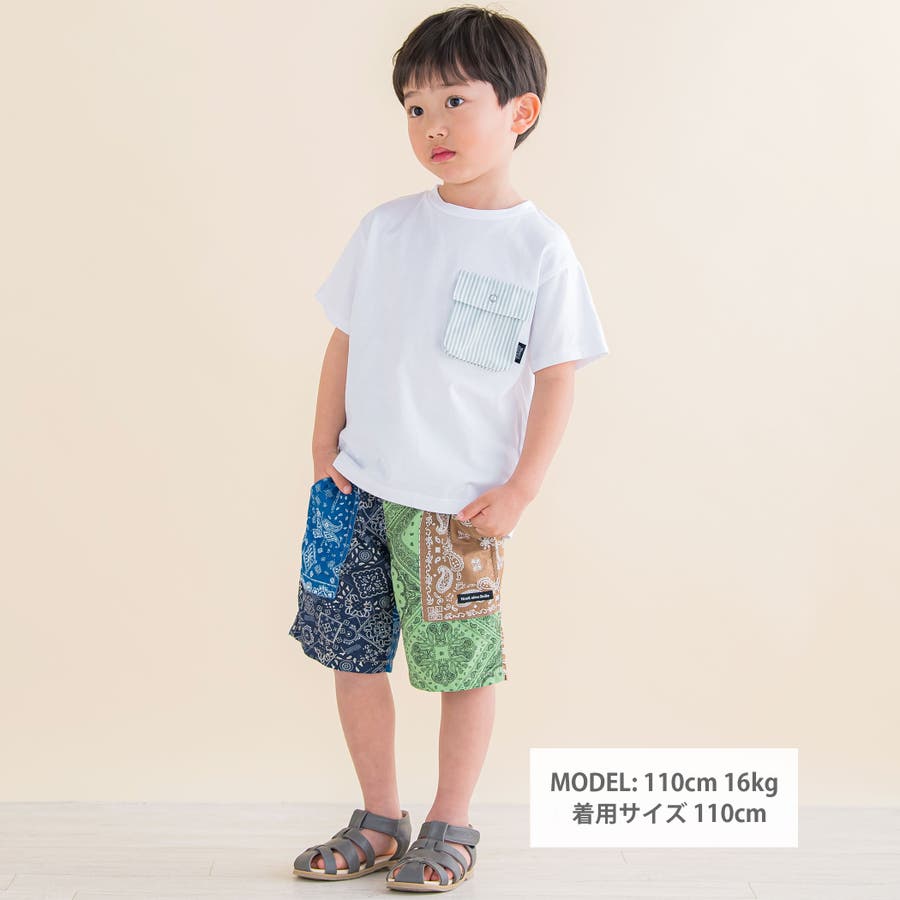 バンダナ柄ハーフパンツ (90~130cm)[品番：BEBK0006563]｜Noeil