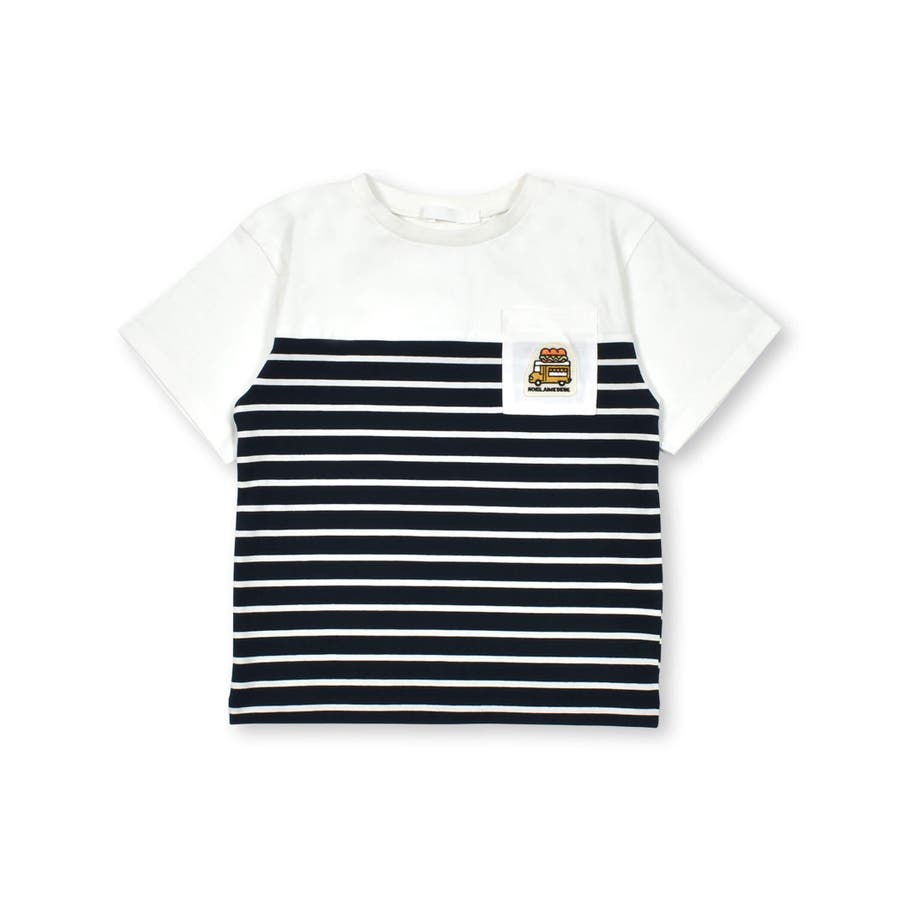 ボーダー切り替えキッチンカーポケットTシャツ(80~130cm)[品番