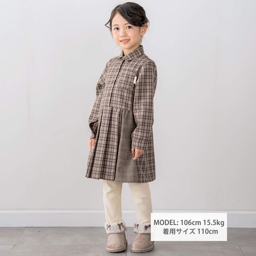 お揃い】千鳥格子タータンチェック柄シャツワンピース(90~130cm