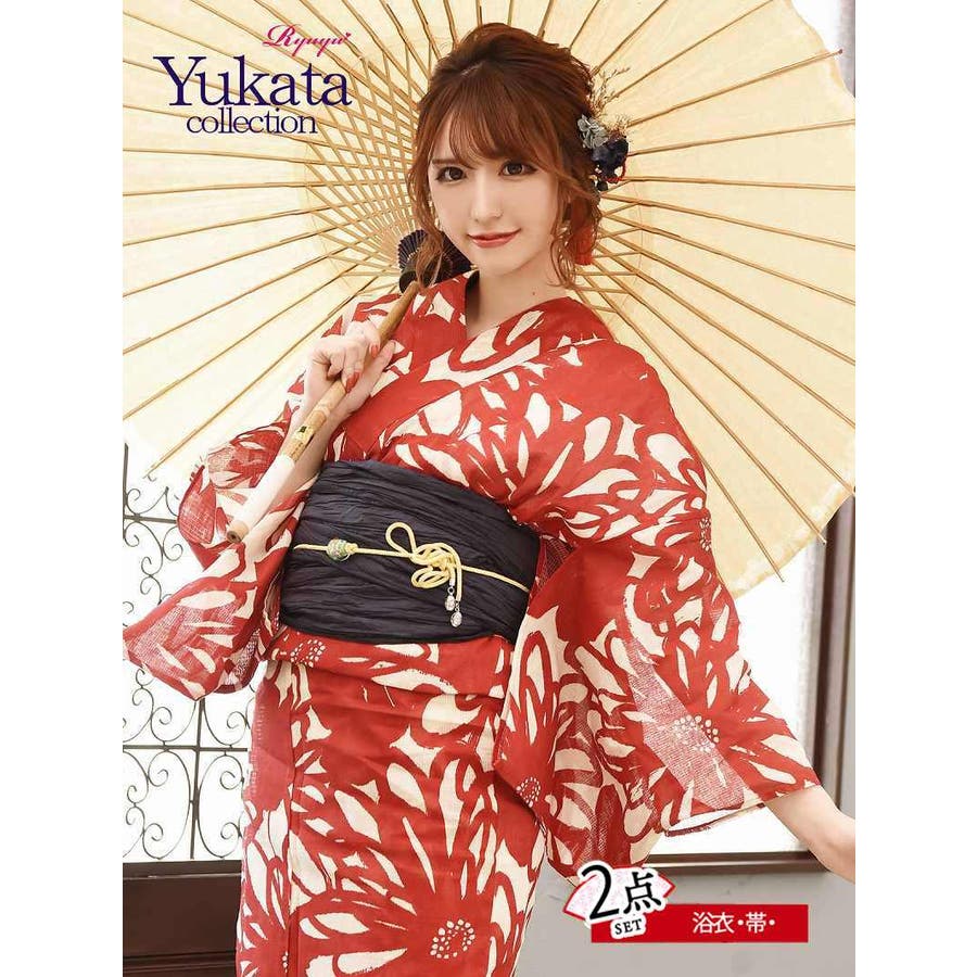 浴衣 花柄 赤色[品番：RV000008766]｜Ryuyu（リューユ）の
