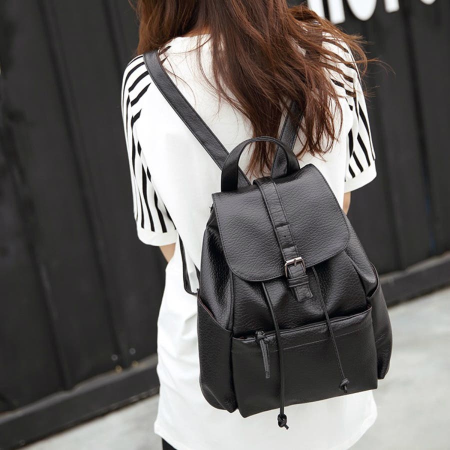 リュック バッグ 紐付き 保存袋付き レディース 女性用 白色 黒色