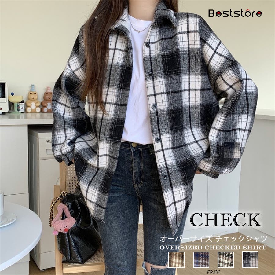 チェック柄シャツ トップス オーバーサイズ