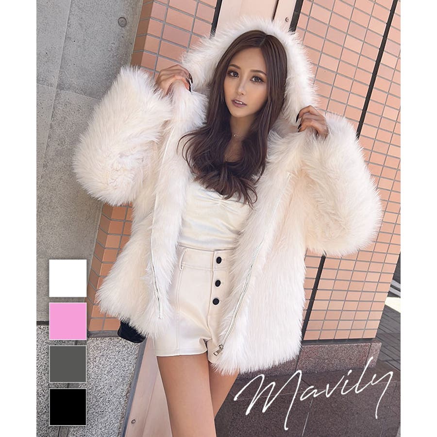 5ᒪ マジョレッティ majoretty フリル付きファー コート