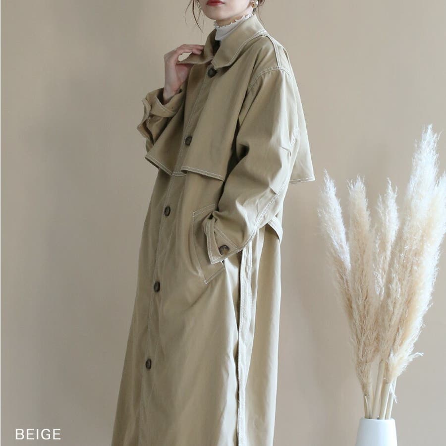 【ギフ_包装】 シャークスキンステッチステンカラーコート[品番：BCQW1875940 ジャケット・アウター