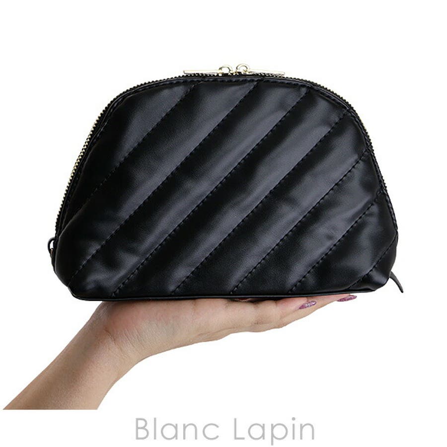 イヴサンローラン キルティングポーチ レザー　ブラック イヴ・サンローラン】レザー調ブラック キルティングポーチ YSL