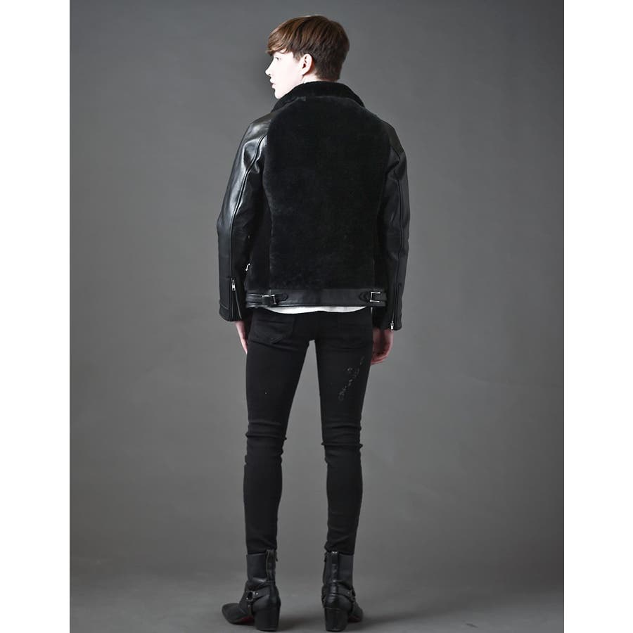 BUFFALOBOBS ブラックレザージャケット COZZA-LEATHER LOOK(コッザ レザールック)イタリアンカラー ジャケット