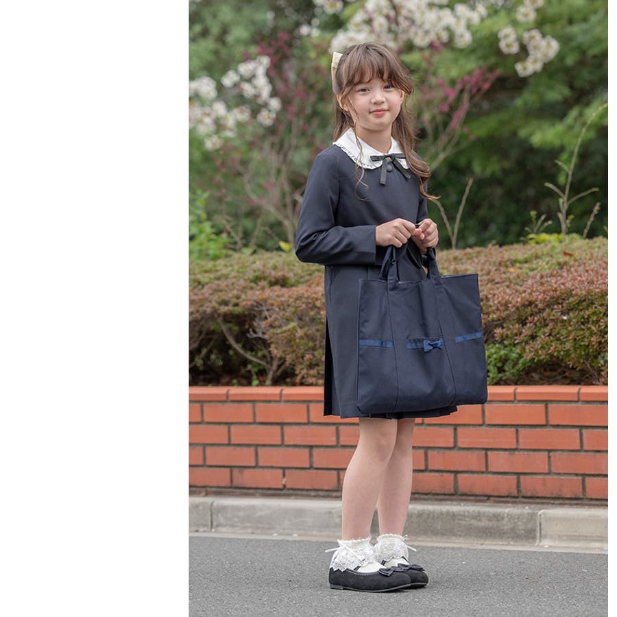 濃紺のレッスンバッグ お受験にも持てる手提げ！ シンプル清楚な濃紺