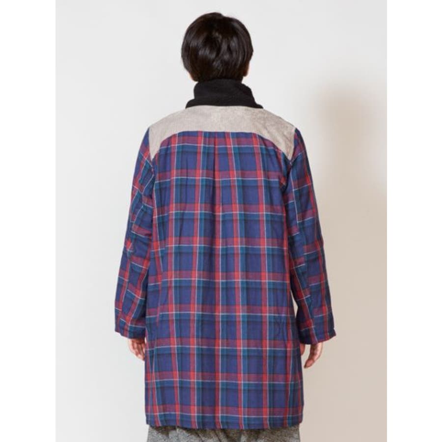 チャイハネ】チェック柄パッチワークMEN'Sコート[品番