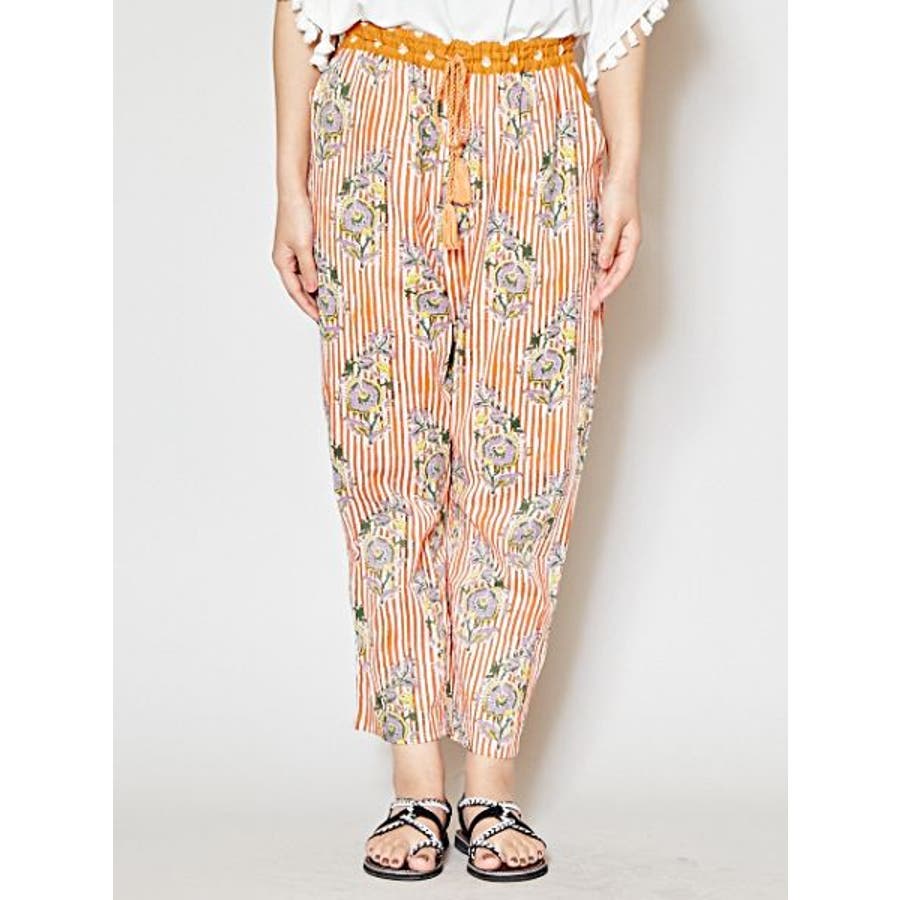 チャイハネ】インド綿ブロックプリント風テーパードパンツ[品番