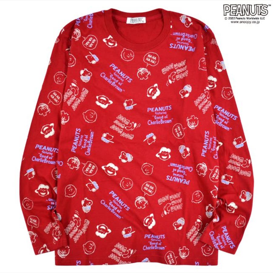スヌーピー Tシャツ 長袖 総柄 PEANUTS[品番：YSDW0001041