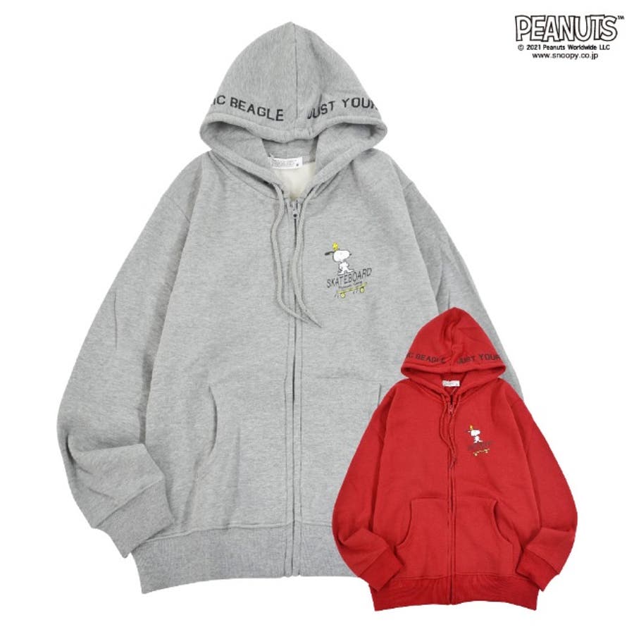スヌーピー 裏起毛 プリント ZIP ジップ ファスナー パーカー[品番