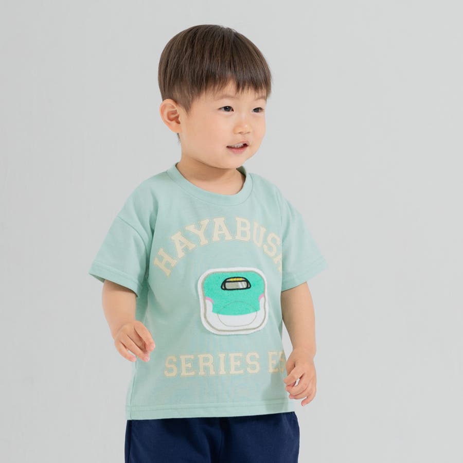 【Cはやぶさ/グリーン】子供服 新幹線 半袖Tシャツ[品番