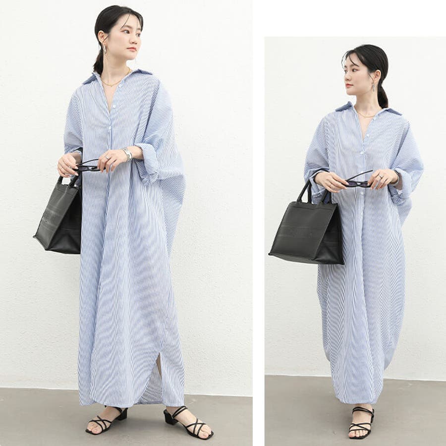 ストライプ柄 シャツワンピース ワンピース[品番：VV000001748