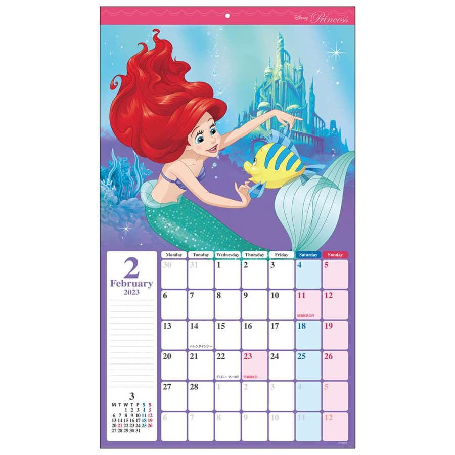 ディズニープリンセス 2023Calendar 壁掛けカレンダー2023年[品番