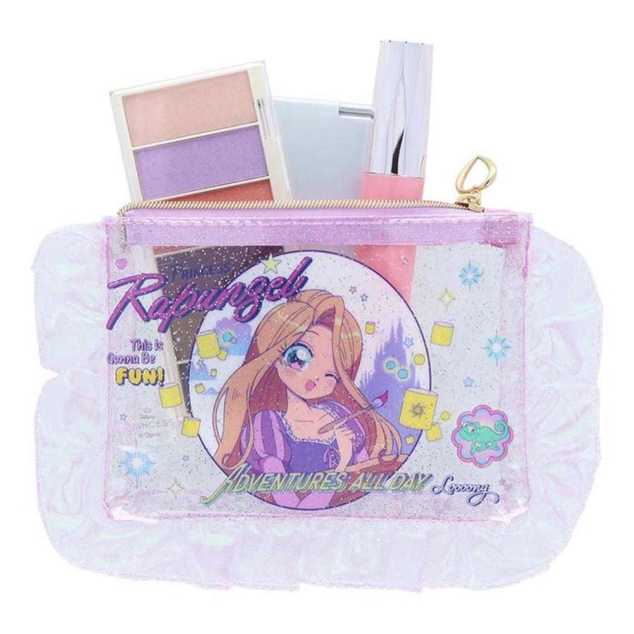 塔の上のラプンツェル フラットポーチ フリル付クリアポーチ[品番