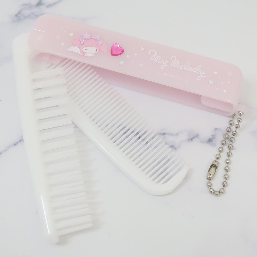 マイメロディ ヘアブラシ ストーン付き折りたたみブラシ＆コーム[品番