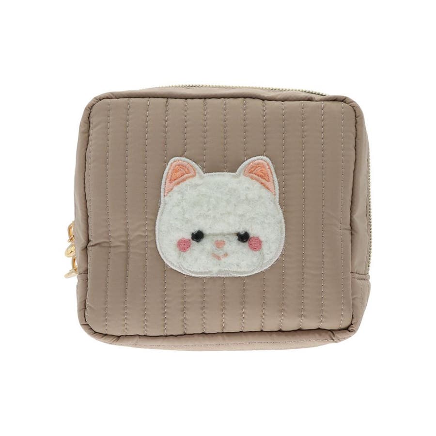 昭和レトロ　猫のぬいぐるみ　ポーチ レトロぬいぐるみこれくしょん コスメポーチ キルティングスクエア